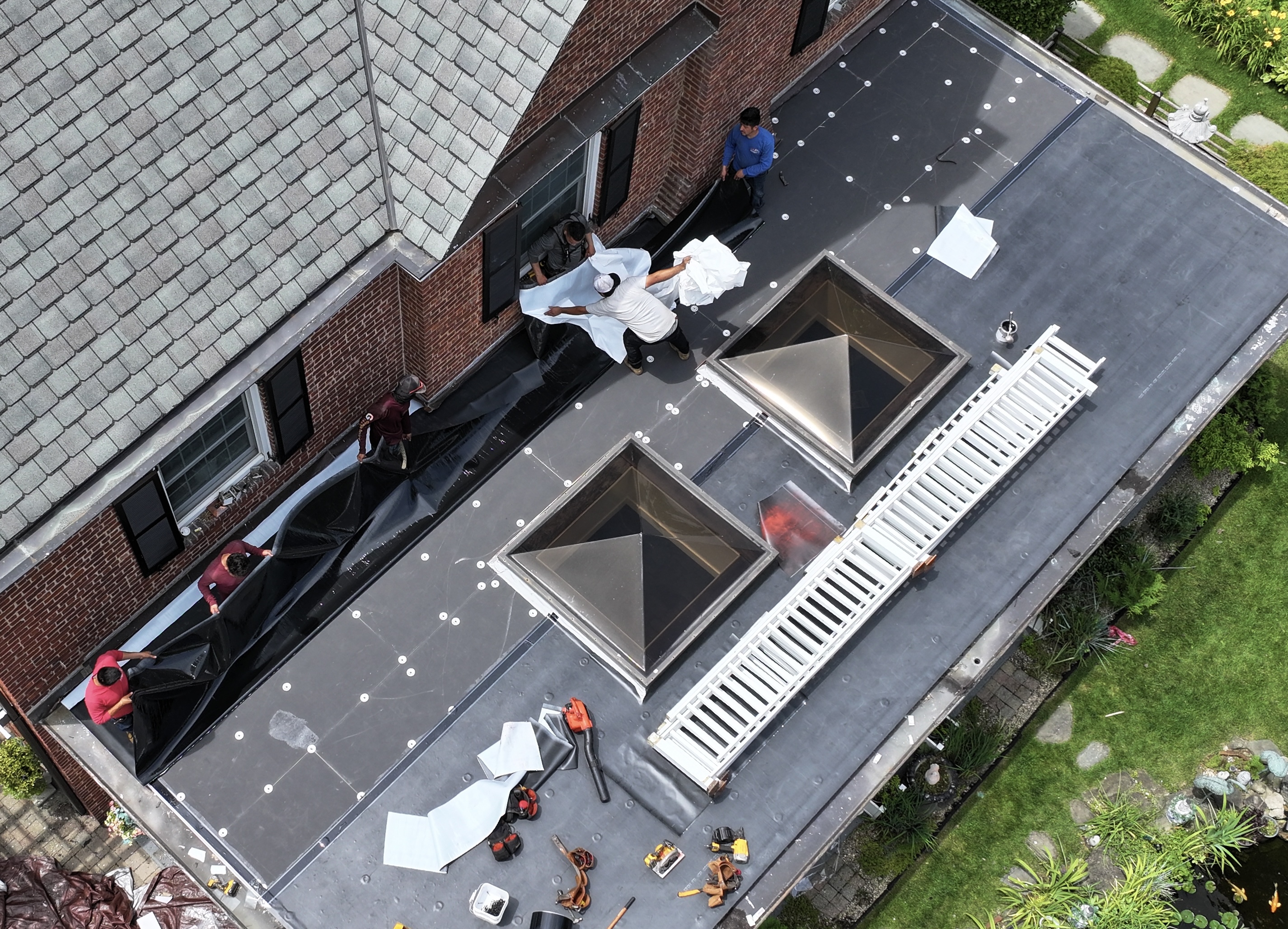 Flat roof leak repair project